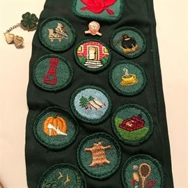 Vintage Girl Scout Sash with Badges