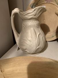 Parian Ware Pottery Pitcher