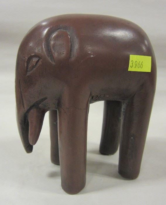 SIGNED MODERNIST ELEPHANT METAL SCULPTURE. 5.75" TALL