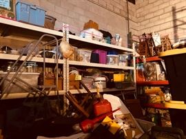 White Industrial shelving and rolling stairs for sale