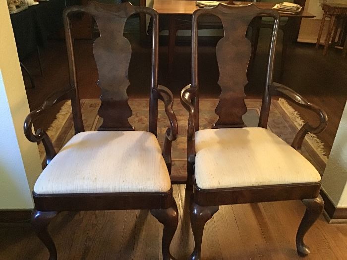 Pair of Henredon burled wood dining chairs - great condition