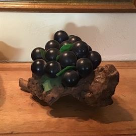 Large glass grapes on driftwood - mcm