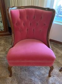 Antique Wood Frame Mauve Arm Chair #2	35x26x28in	HxWxD