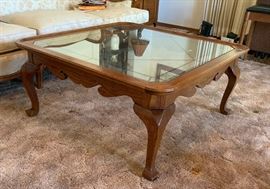 Oak Glass Top Coffee Table	18x38x38in	HxWxD