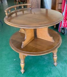Heywood Wakefield 2 Tier Round Console Table	28in H x 26in Diameter