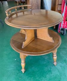Heywood Wakefield 2 Tier Round Console Table	28in H x 26in Diameter