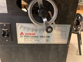 Alltrade 10in Professional Table Saw 2HP 1987-B-I OM	39x50x37in	HxWxD