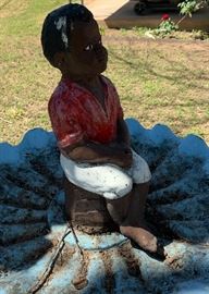 Black Americana Concrete Fishing Boy Garden Statue