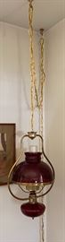 	Ruby Red Hanging  Hurricane Lamp Electrified	 