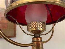 	Ruby Red Hanging  Hurricane Lamp Electrified	 