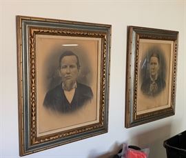 charcoal portraits 1800s Husband/Wife	