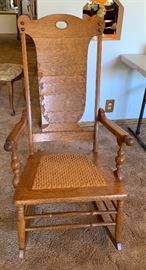 Antique Oak/Cane Rocking Chair	 