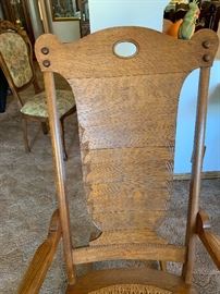 Antique Oak/Cane Rocking Chair	 