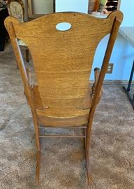 Antique Oak/Cane Rocking Chair	 