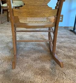 Antique Oak/Cane Rocking Chair	 
