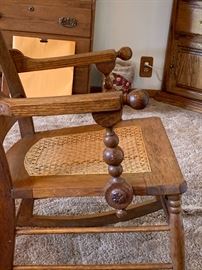Antique Oak/Cane Rocking Chair	 
