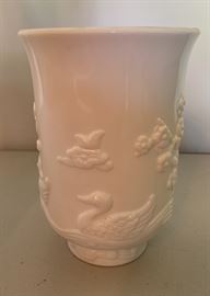 Fenton Asian Empress Milk Glass Vase