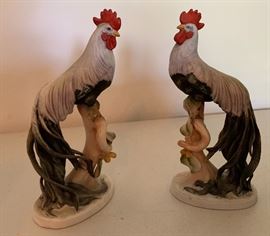 Lefton Long Tail Rooster PAIR