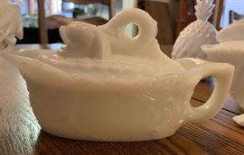 Opalescent Milk Glass Gravy Fish