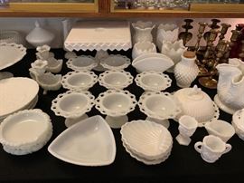 Huge Milk Glass Collection; Fenton, Fostoria, Mosser, Dunbar, Kanawha, Dereume, Westmoreland, Hobbs, Brockunier, L.E. Smith, McKee, Imperial, L.G. Wright & More!