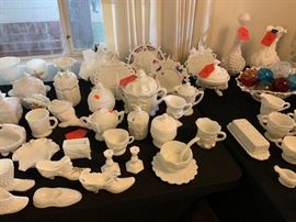 Huge Milk Glass Collection; Fenton, Fostoria, Mosser, Dunbar, Kanawha, Dereume, Westmoreland, Hobbs, Brockunier, L.E. Smith, McKee, Imperial, L.G. Wright & More!