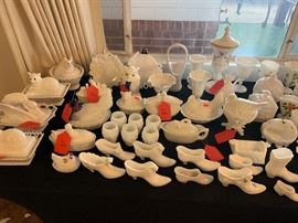 Huge Milk Glass Collection; Fenton, Fostoria, Mosser, Dunbar, Kanawha, Dereume, Westmoreland, Hobbs, Brockunier, L.E. Smith, McKee, Imperial, L.G. Wright & More!