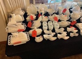 Huge Milk Glass Collection; Fenton, Fostoria, Mosser, Dunbar, Kanawha, Dereume, Westmoreland, Hobbs, Brockunier, L.E. Smith, McKee, Imperial, L.G. Wright & More!
