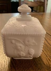 Westmoreland Milk Glass Paneled Grape Covered Dish