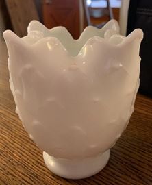 Imperial Milk Glass Vase Doe Skin Ruffled