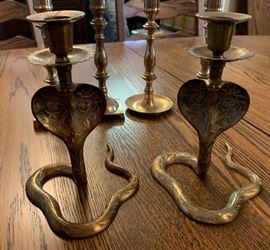 Brass Cobra Candle Holders PAIR