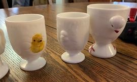 Milk glass Chick Egg Cups