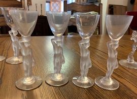4 Bayel Bacchus Glasses 6in Nude Stem France