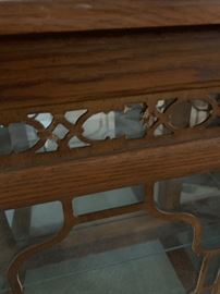 Oak/Mirror/Glass Hall Cabinet	28x48x16in	HxWxD