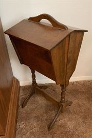 Walnut Sewing Stand  Cabinet	