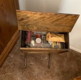 Walnut Sewing Stand  Cabinet	
