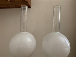 2 Brass Antique Style Hurricane Lamps PAIR