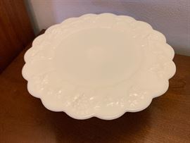 Milk glass Pedestal Cake Plate