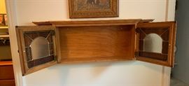 Wall Mount Oak/Stained Glass Cabinet (Buyer Removal)	12x36x6.5in	