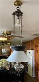 Antique Aladdin Cast Iron Hanging Lamp Iron Horse B&H ?	