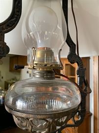 Antique Aladdin Cast Iron Hanging Lamp Iron Horse B&H ?	