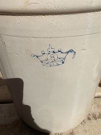 8 Blue Crown Stoneware Crock	