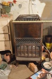 Gas heating stove in basement