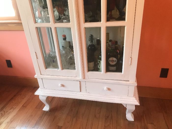 Vintage China cabinet with glass doors and 2 storage drawers