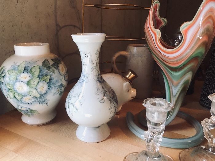 Art glass and porcelain vases