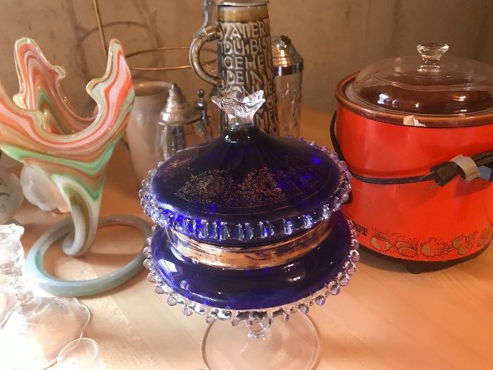 Vintage art glass and slow cooker