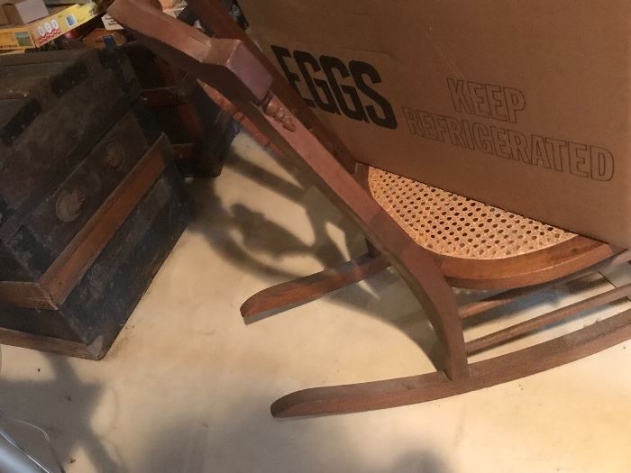 Wood Rocker with caned seat