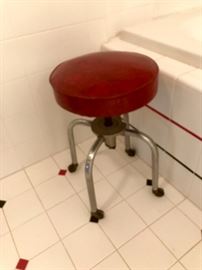 vintage chrome stool on casters