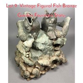 Lot 9 Vintage Figural Fish Bronze Garden Fountain Statu