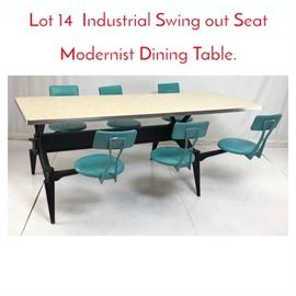 Lot 14 Industrial Swing out Seat Modernist Dining Table.
