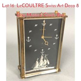 Lot 16 LeCOULTRE Swiss Art Deco 8 Day Musical Clock. Bra